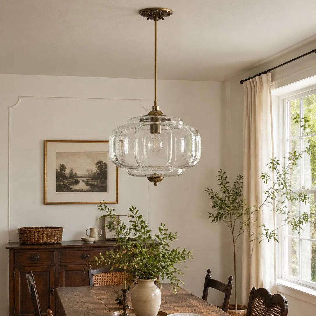 Pumpkin Glass Semi-Flush Pendant