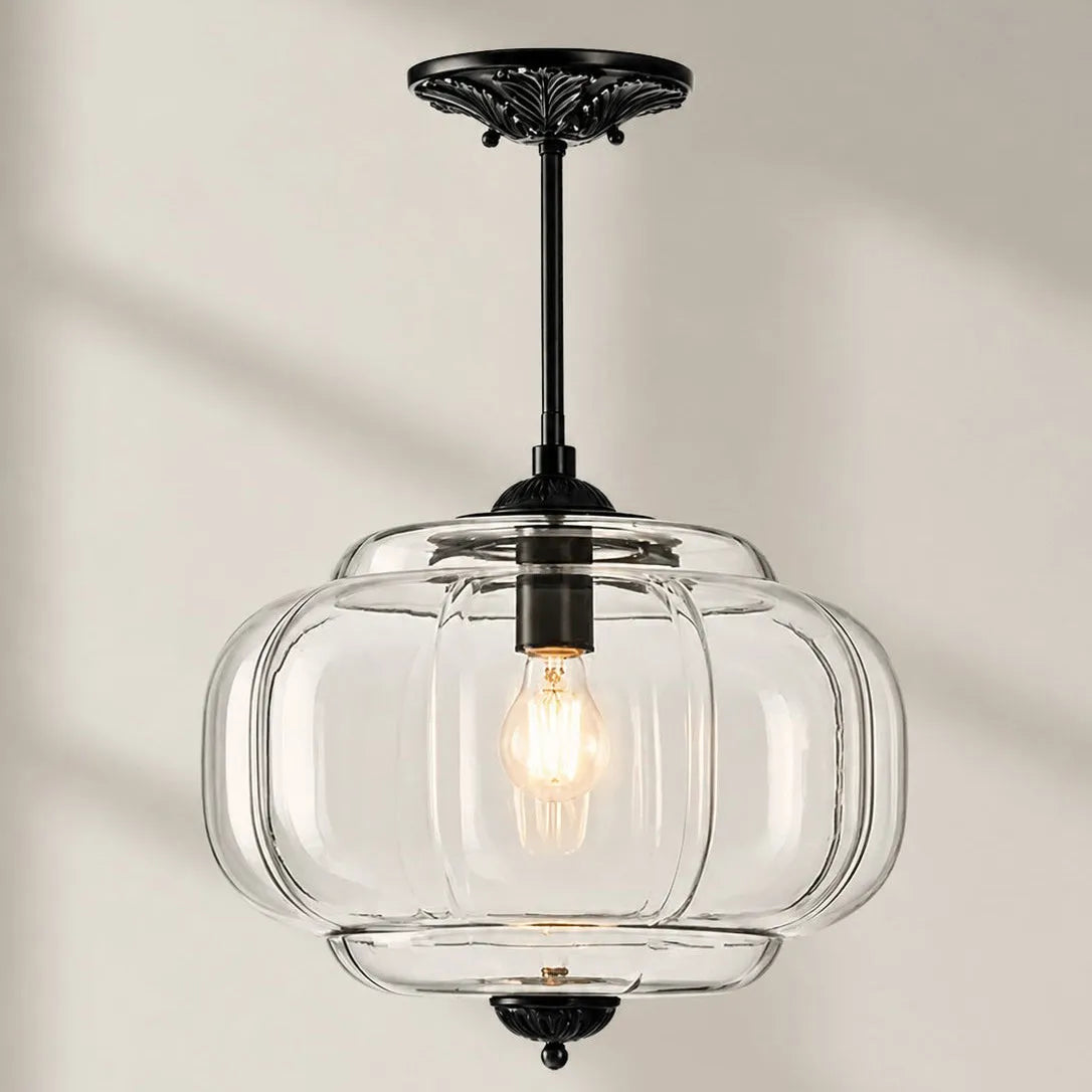 Pumpkin Glass Semi-Flush Pendant