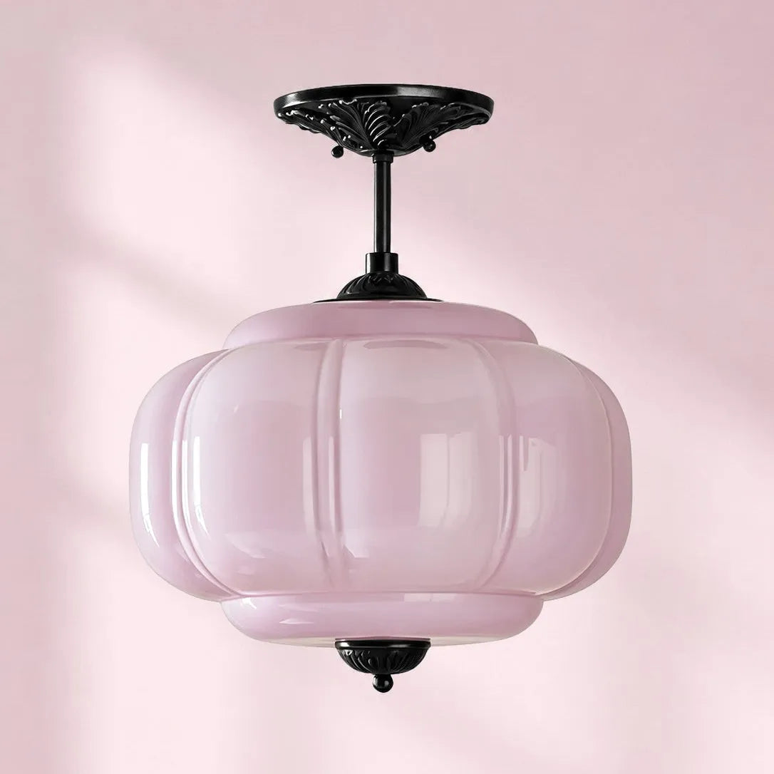 Pumpkin Glass Semi-Flush Pendant