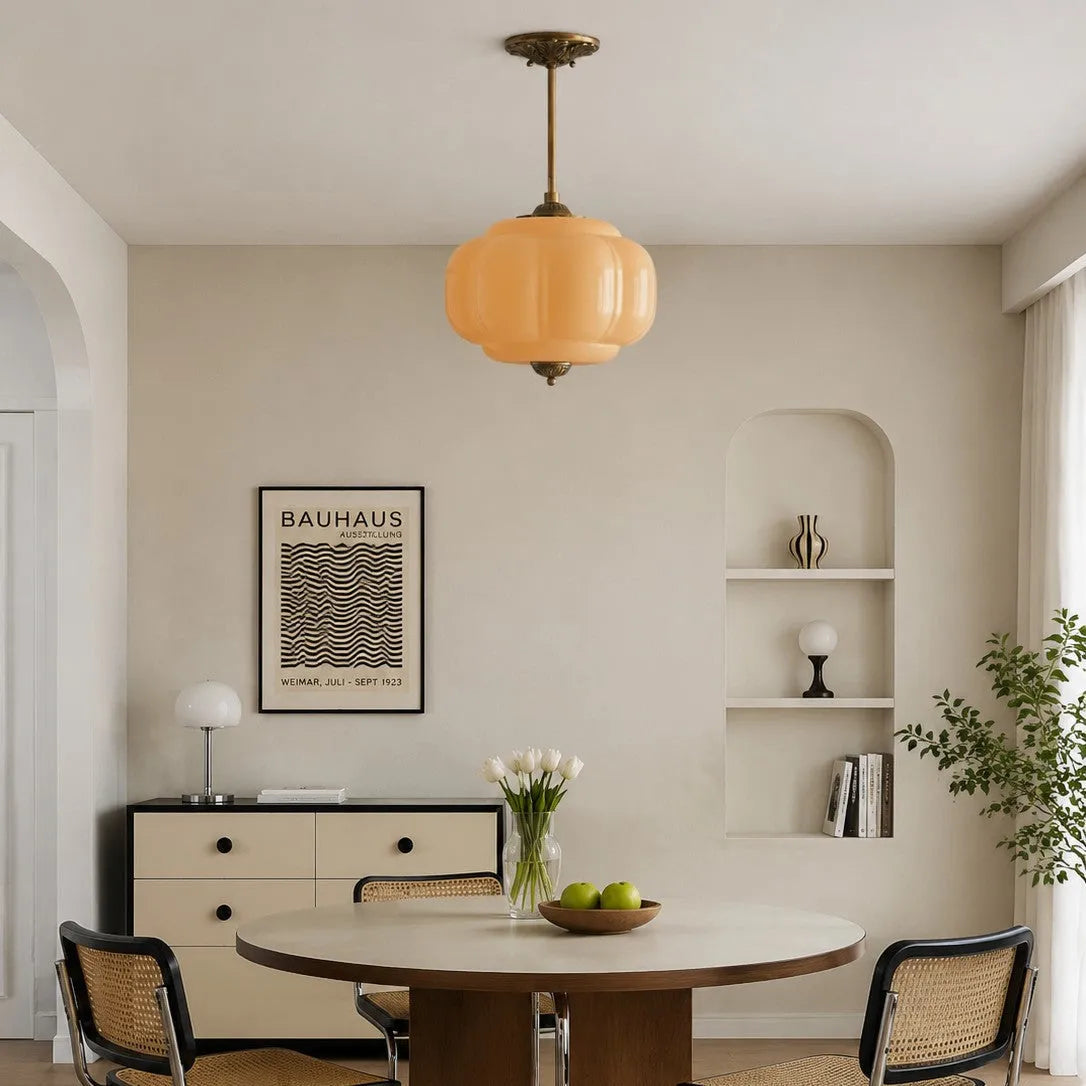 Pumpkin Glass Semi-Flush Pendant