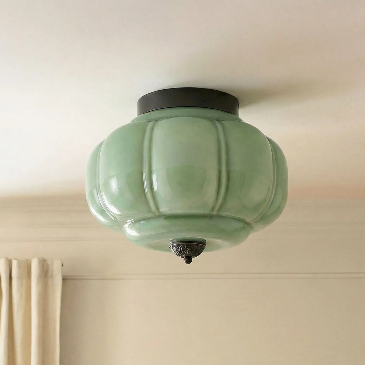 Pumpkin Milk Glass Ceiling Light