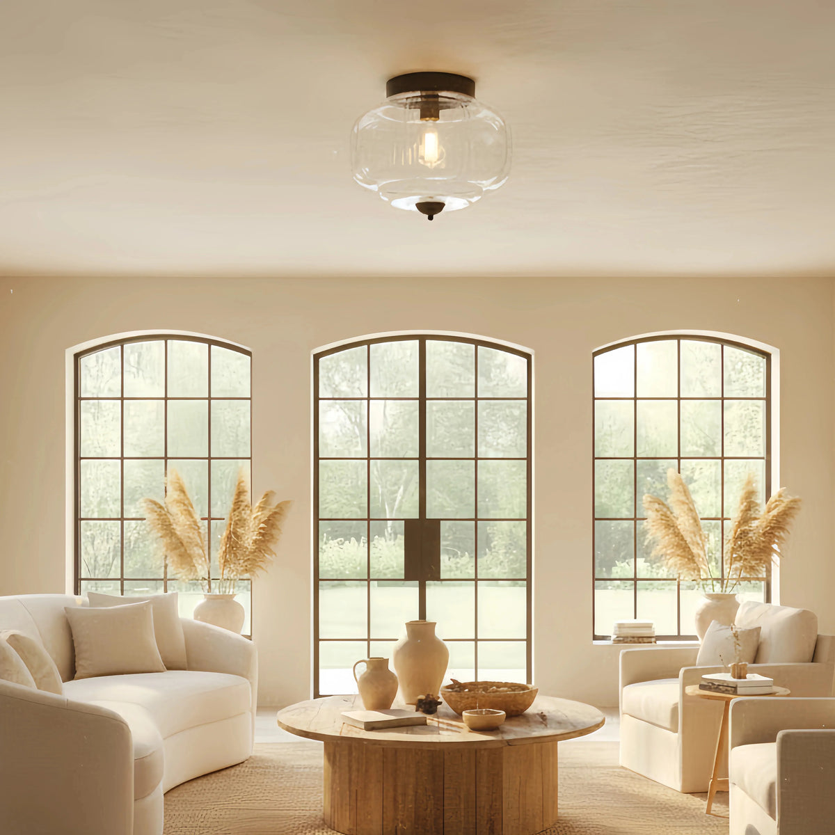 Pumpkin Milk Glass Ceiling Light
