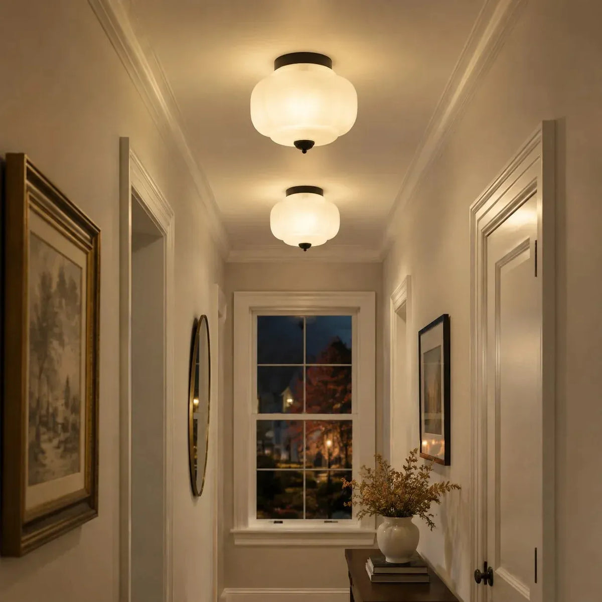 Pumpkin Milk Glass Ceiling Light