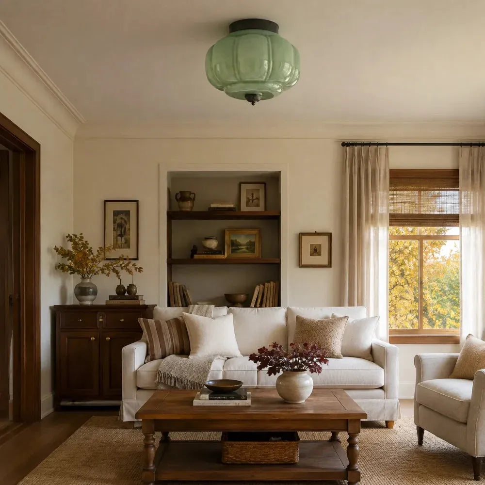 Pumpkin Milk Glass Ceiling Light