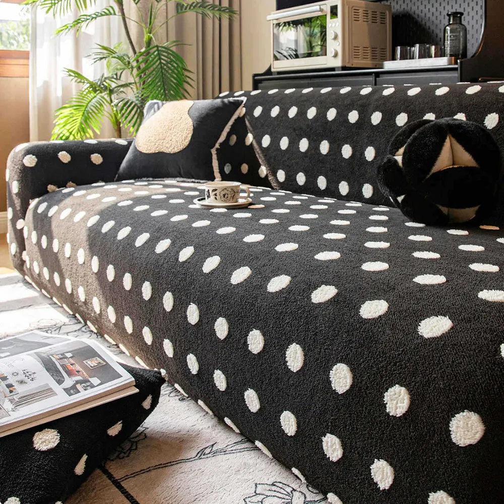 Raised Dot Plush Stretch Slipcover
