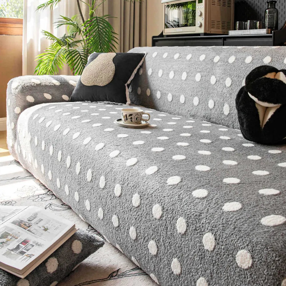 Raised Dot Plush Stretch Slipcover