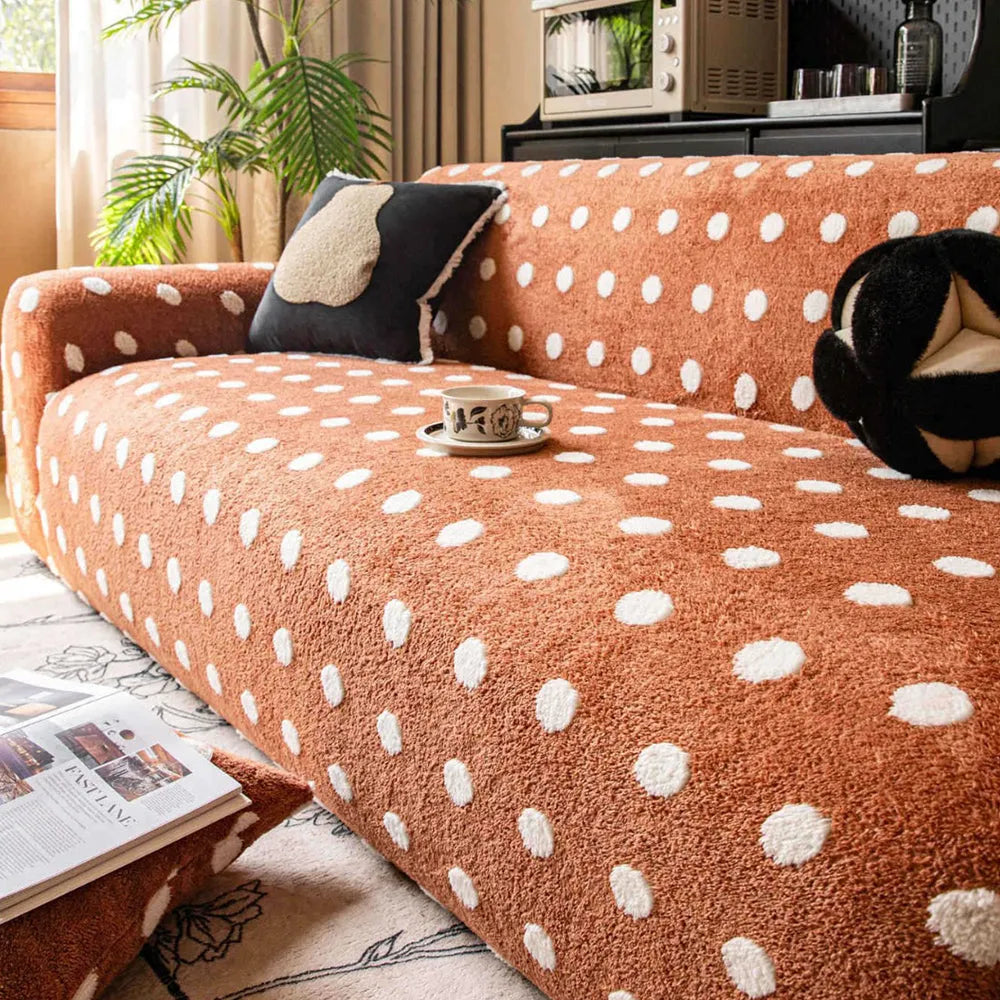 Raised Dot Plush Stretch Slipcover