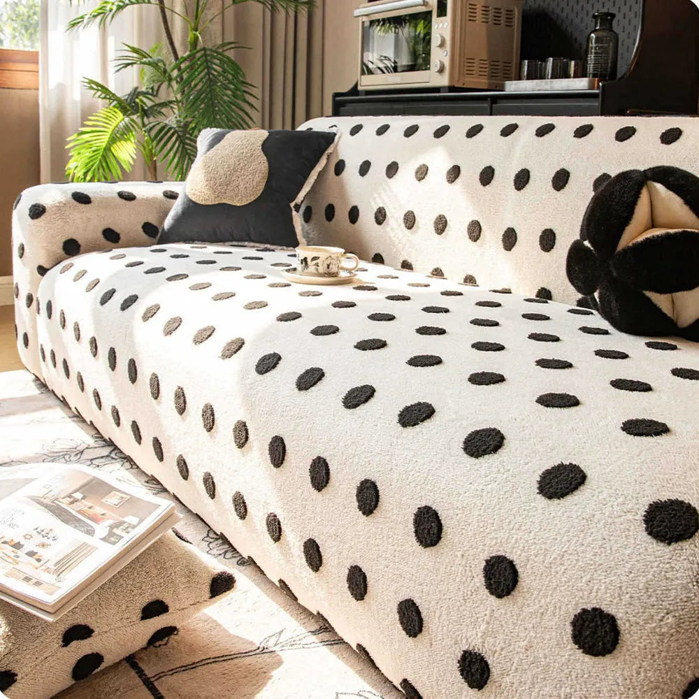 Raised Dot Plush Stretch Slipcover
