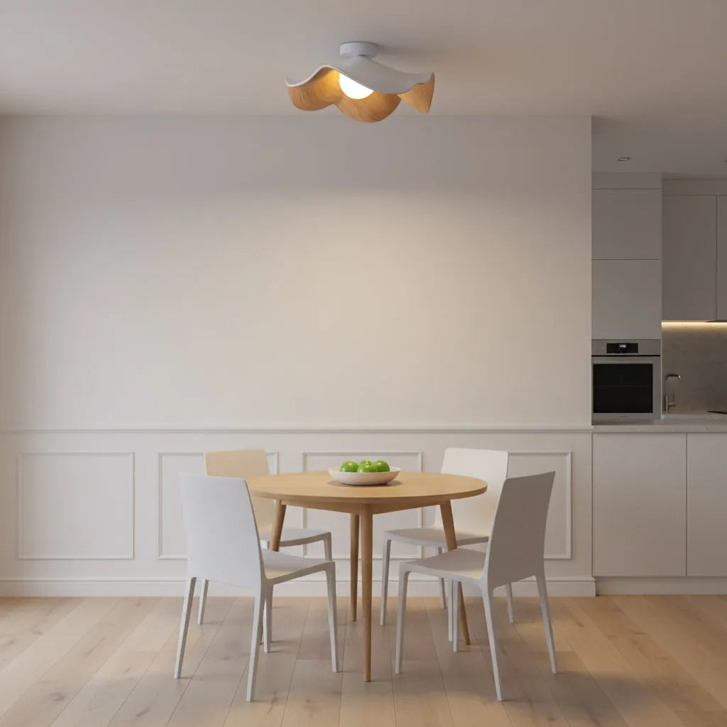 Resin Globe Wood-Grain Ceiling Light