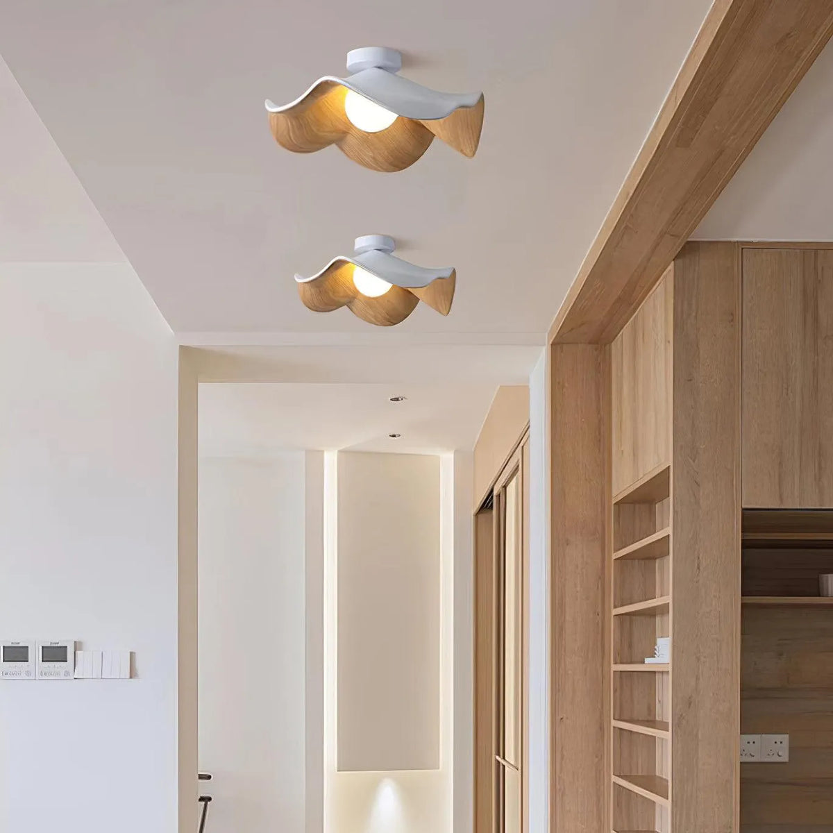 Resin Globe Wood-Grain Ceiling Light