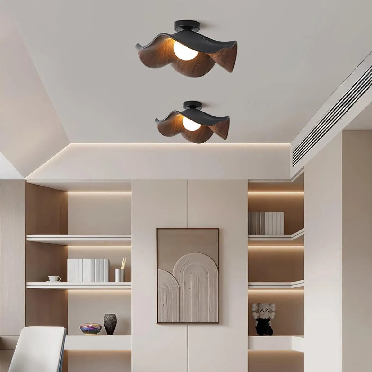 Resin Globe Wood-Grain Ceiling Light