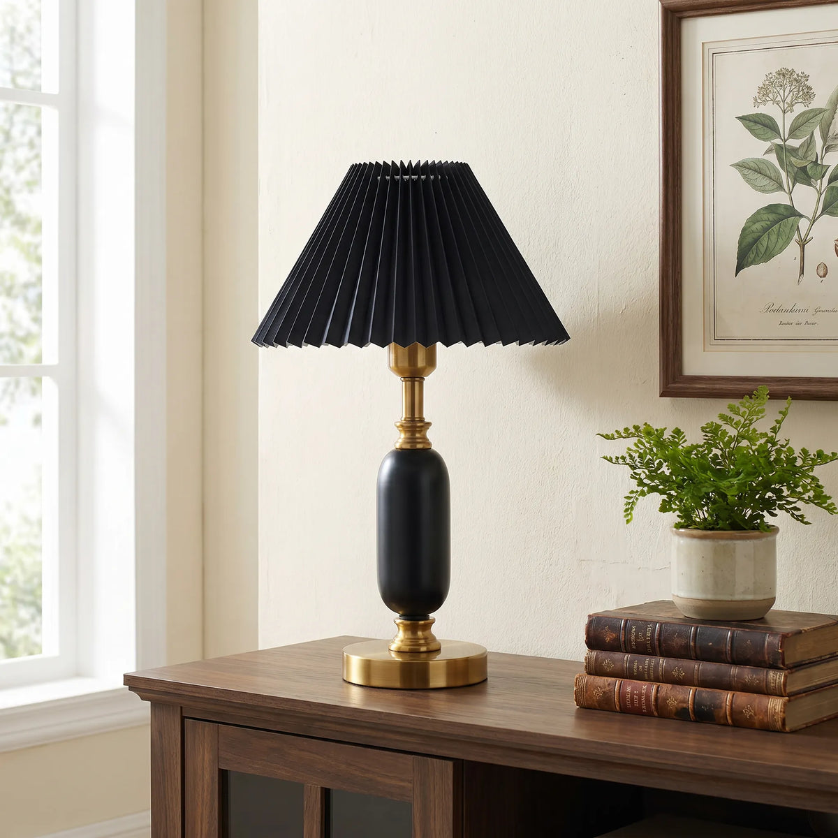 Retro Pleated Column Table Lamp