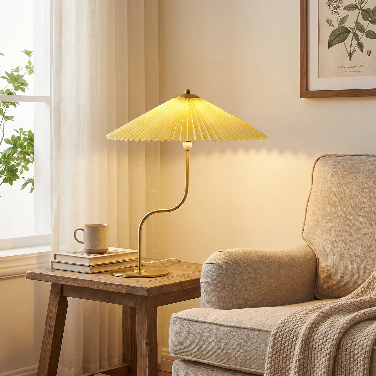 Retro Pleated Umbrella Table Lamp