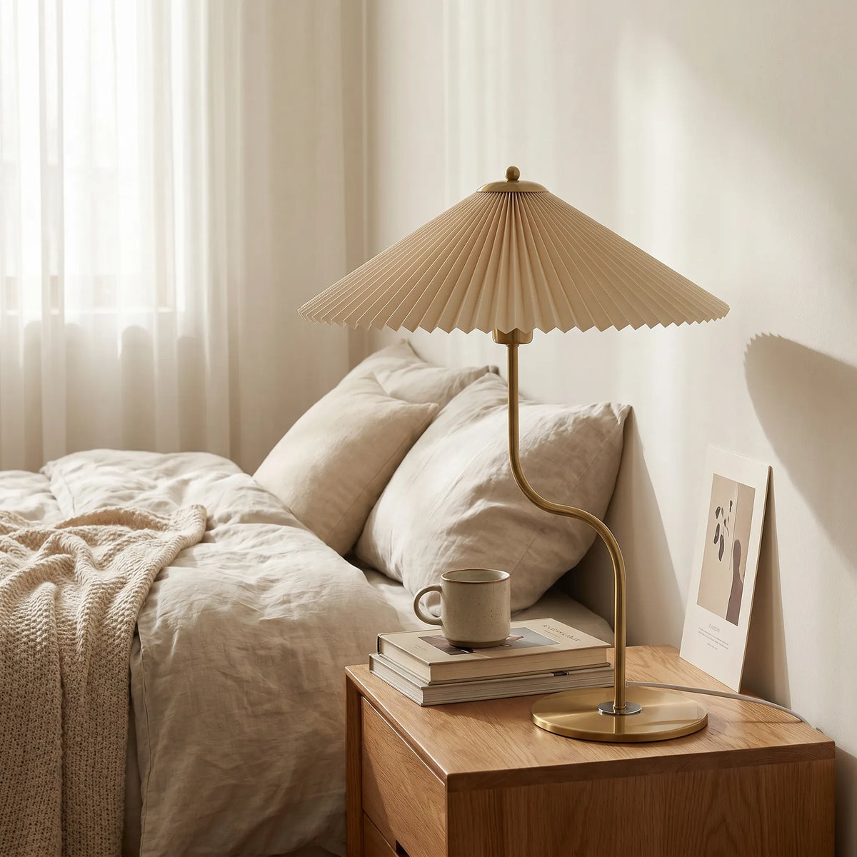 Retro Pleated Umbrella Table Lamp