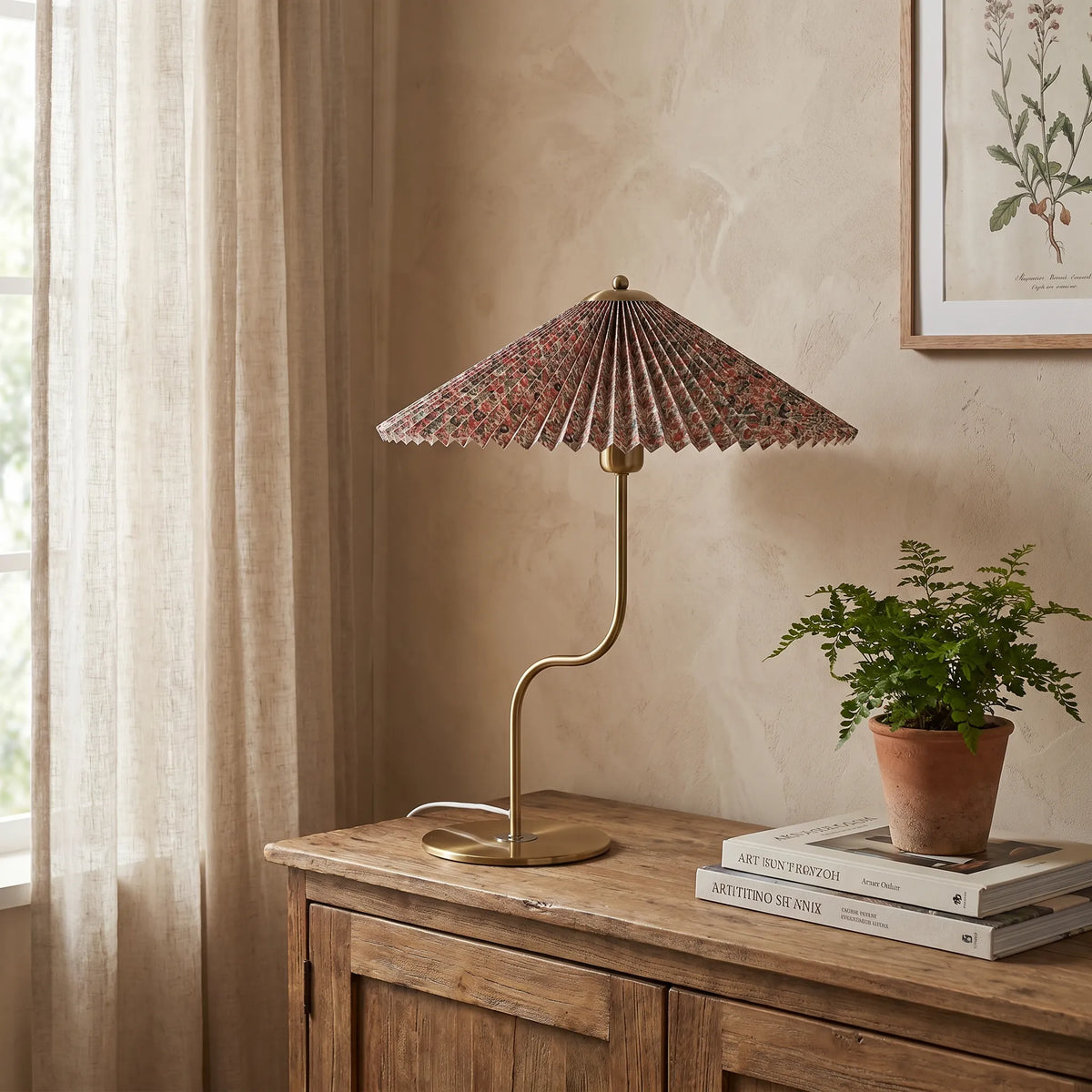 Retro Pleated Umbrella Table Lamp