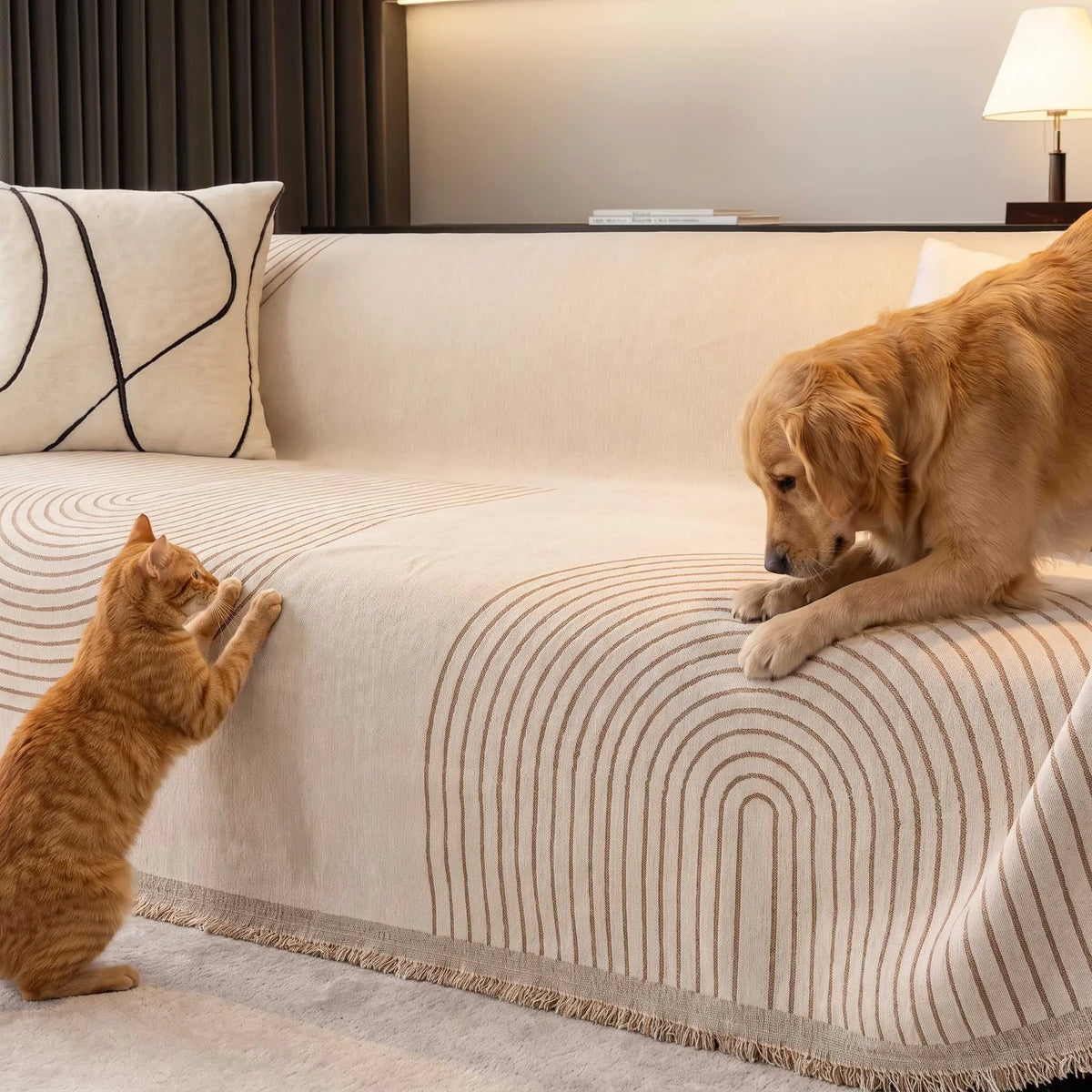 Reversible Arches Chenille Sofa Cover