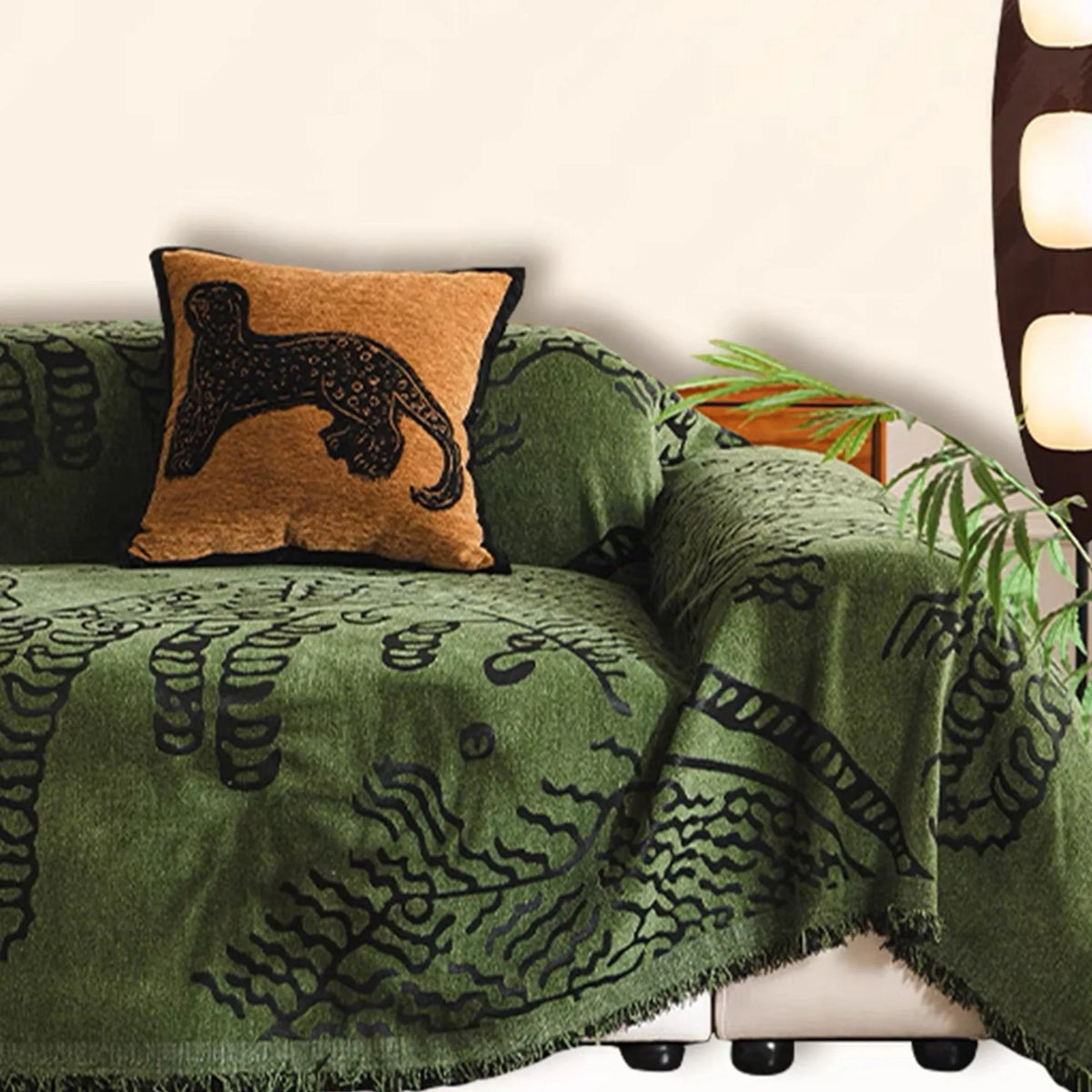 Reversible Nature Sketch Sofa Throw