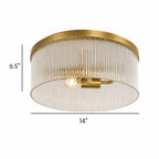 Ribbed Glass Flush Ceiling Light