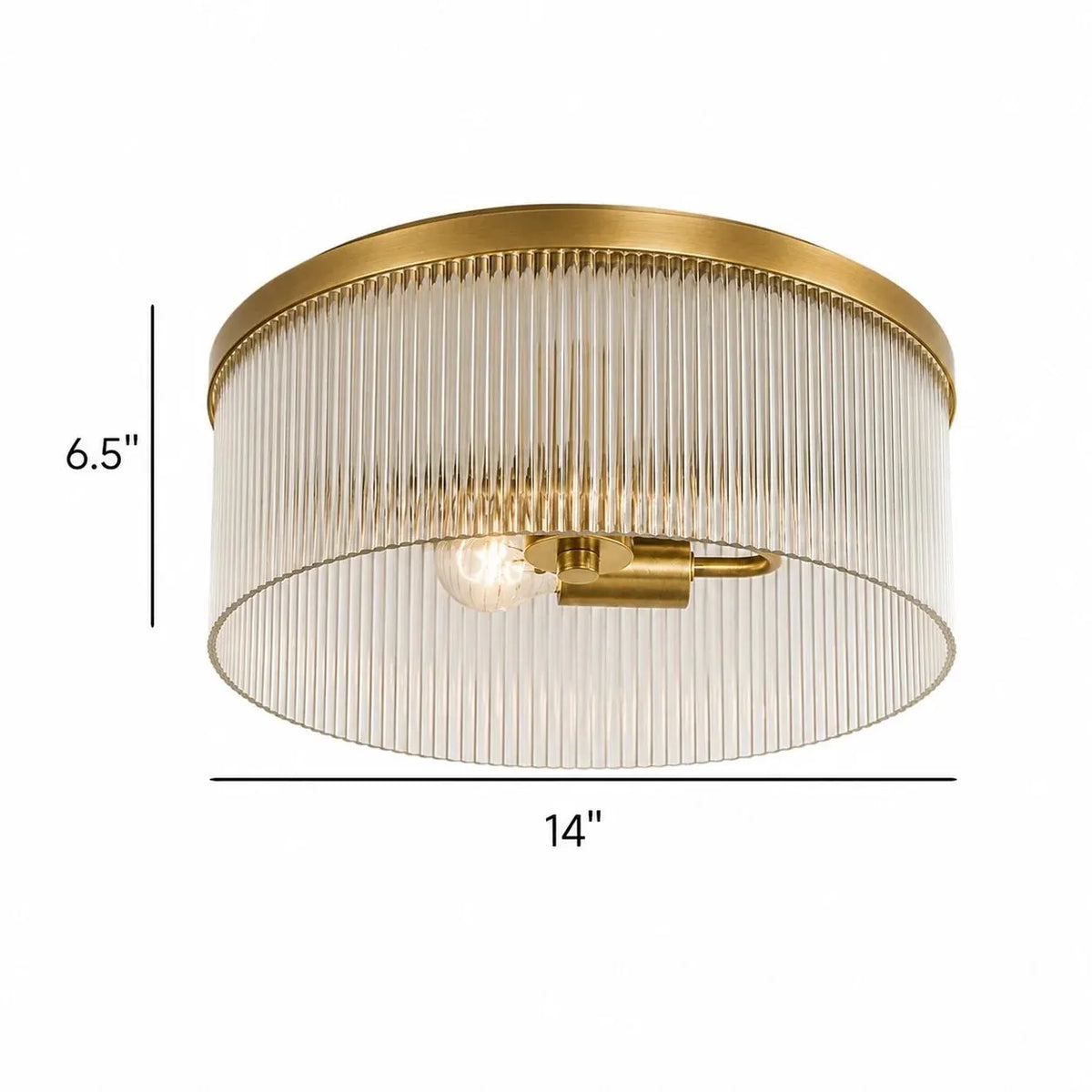 Ribbed Glass Flush Ceiling Light