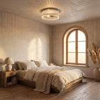 Ribbed Glass Flush Ceiling Light