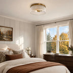 Ribbed Glass Flush Ceiling Light