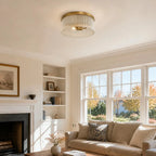 Ribbed Glass Flush Ceiling Light