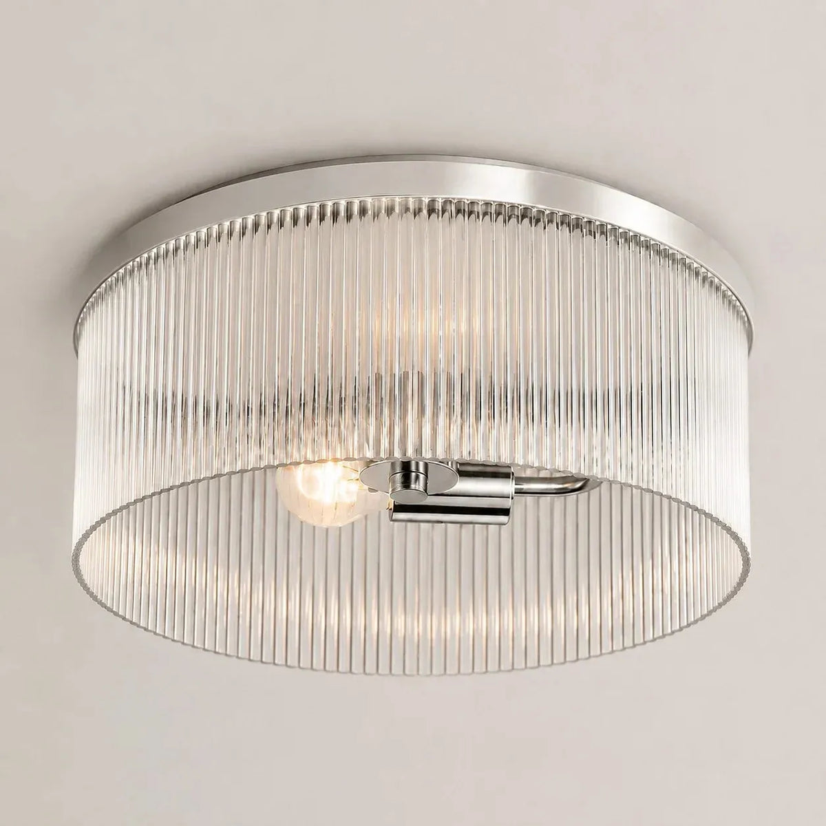 Ribbed Glass Flush Ceiling Light