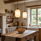 Ribbed Glass Lantern Pendant Light