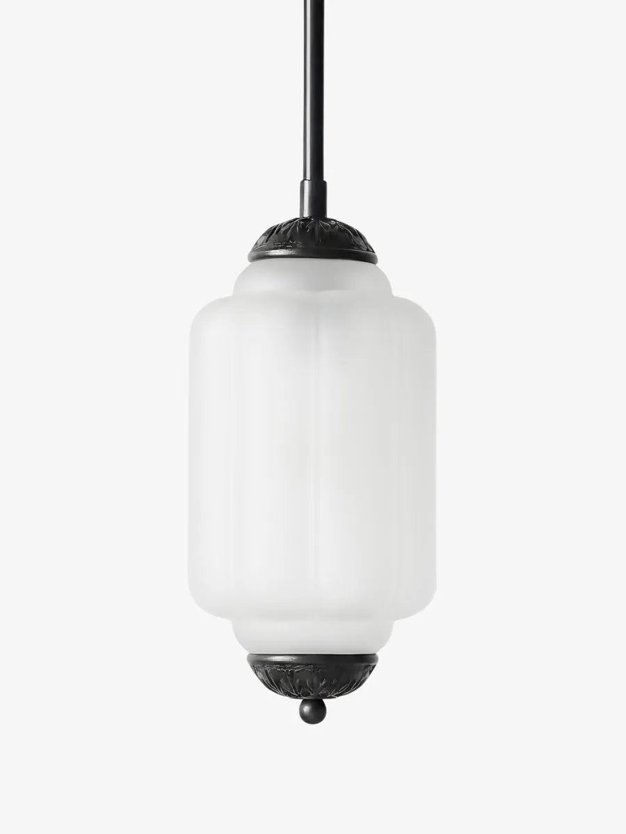Ribbed Glass Lantern Pendant Light