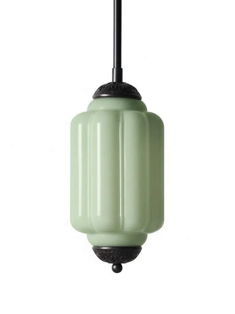 Ribbed Glass Lantern Pendant Light