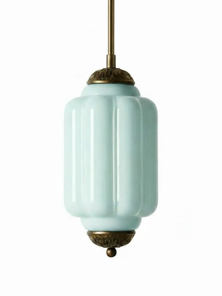 Ribbed Glass Lantern Pendant Light