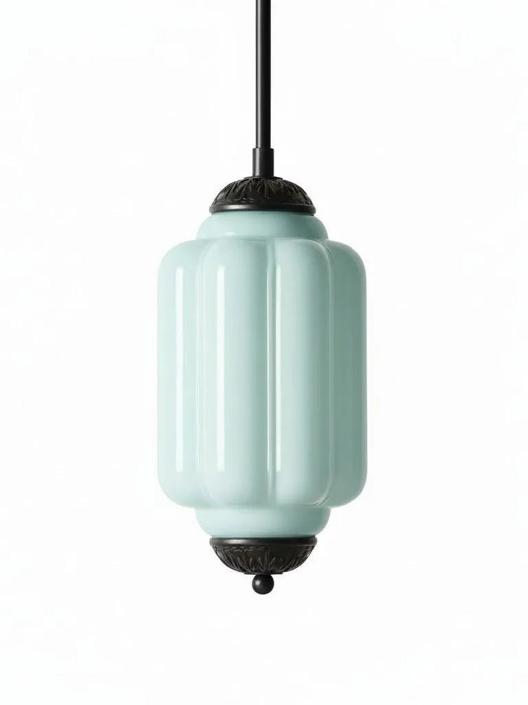 Ribbed Glass Lantern Pendant Light