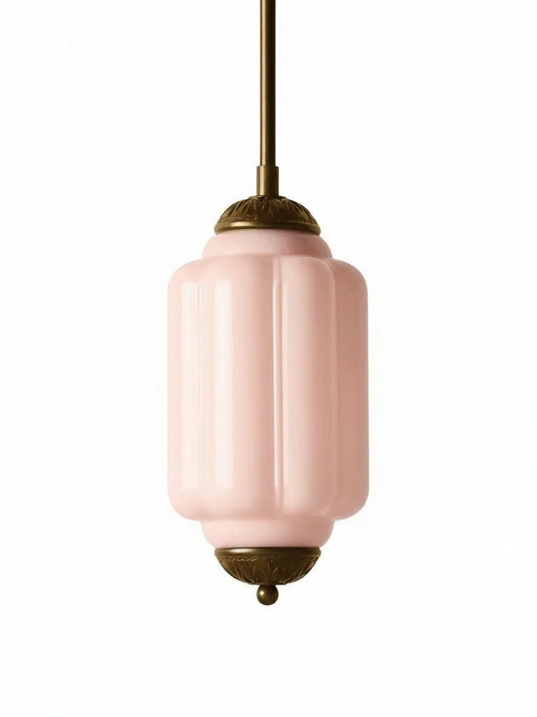 Ribbed Glass Lantern Pendant Light