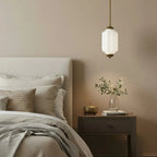 Ribbed Glass Lantern Pendant Light