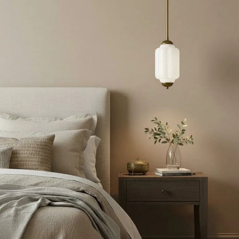 Ribbed Glass Lantern Pendant Light