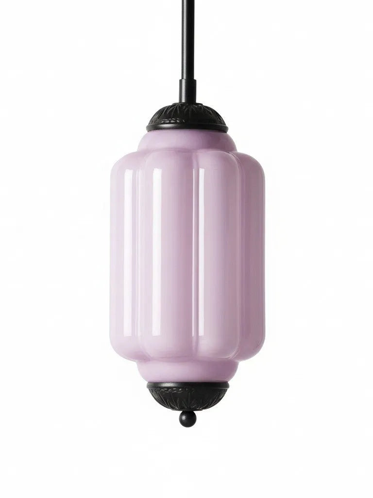 Ribbed Glass Lantern Pendant Light
