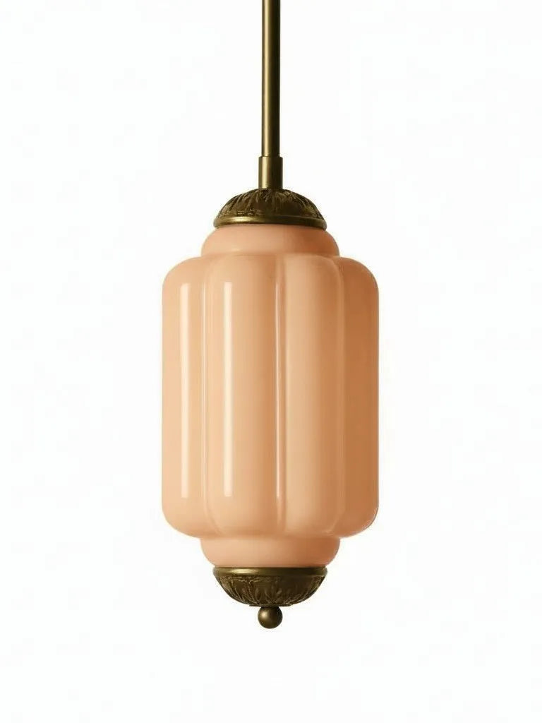 Ribbed Glass Lantern Pendant Light