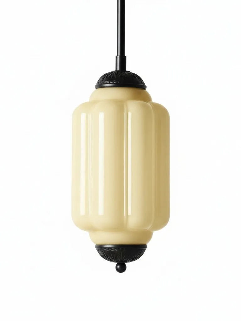 Ribbed Glass Lantern Pendant Light