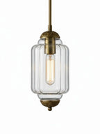 Ribbed Glass Lantern Pendant Light