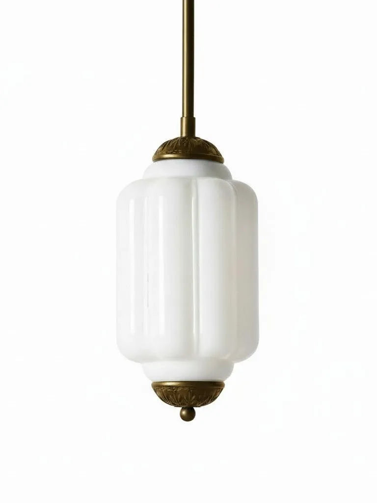 Ribbed Glass Lantern Pendant Light