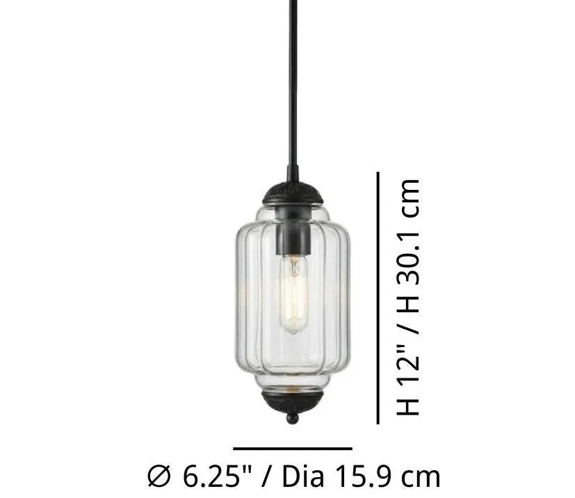 Ribbed Glass Lantern Pendant Light