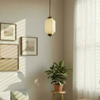 Ribbed Glass Lantern Pendant Light