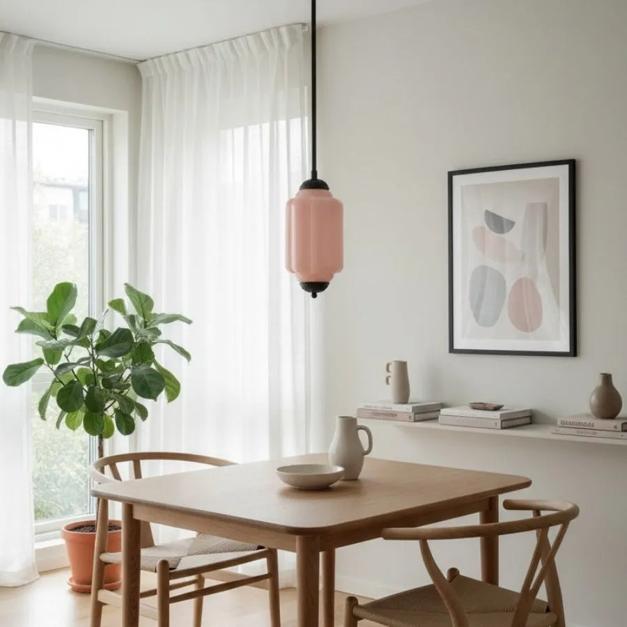 Ribbed Glass Lantern Pendant Light