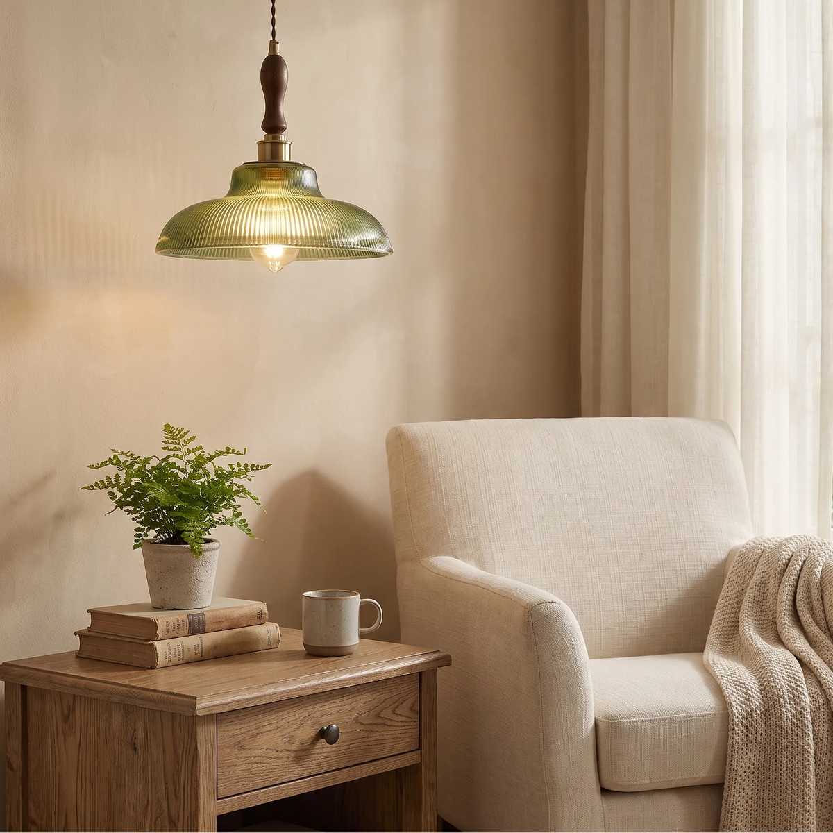 Ribbed Glass Pendant Lamp
