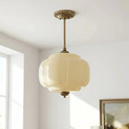 Ribbed Glass Pumpkin Pendant, Brass