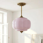Ribbed Glass Pumpkin Pendant, Brass