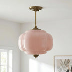 Ribbed Glass Pumpkin Pendant, Brass