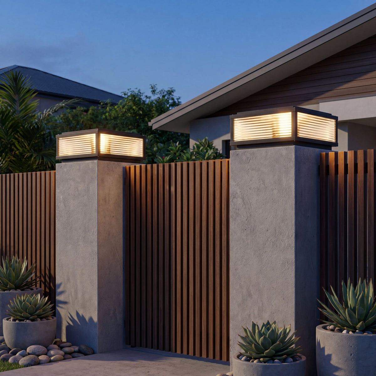 Ribbed Glass Square Pillar Light
