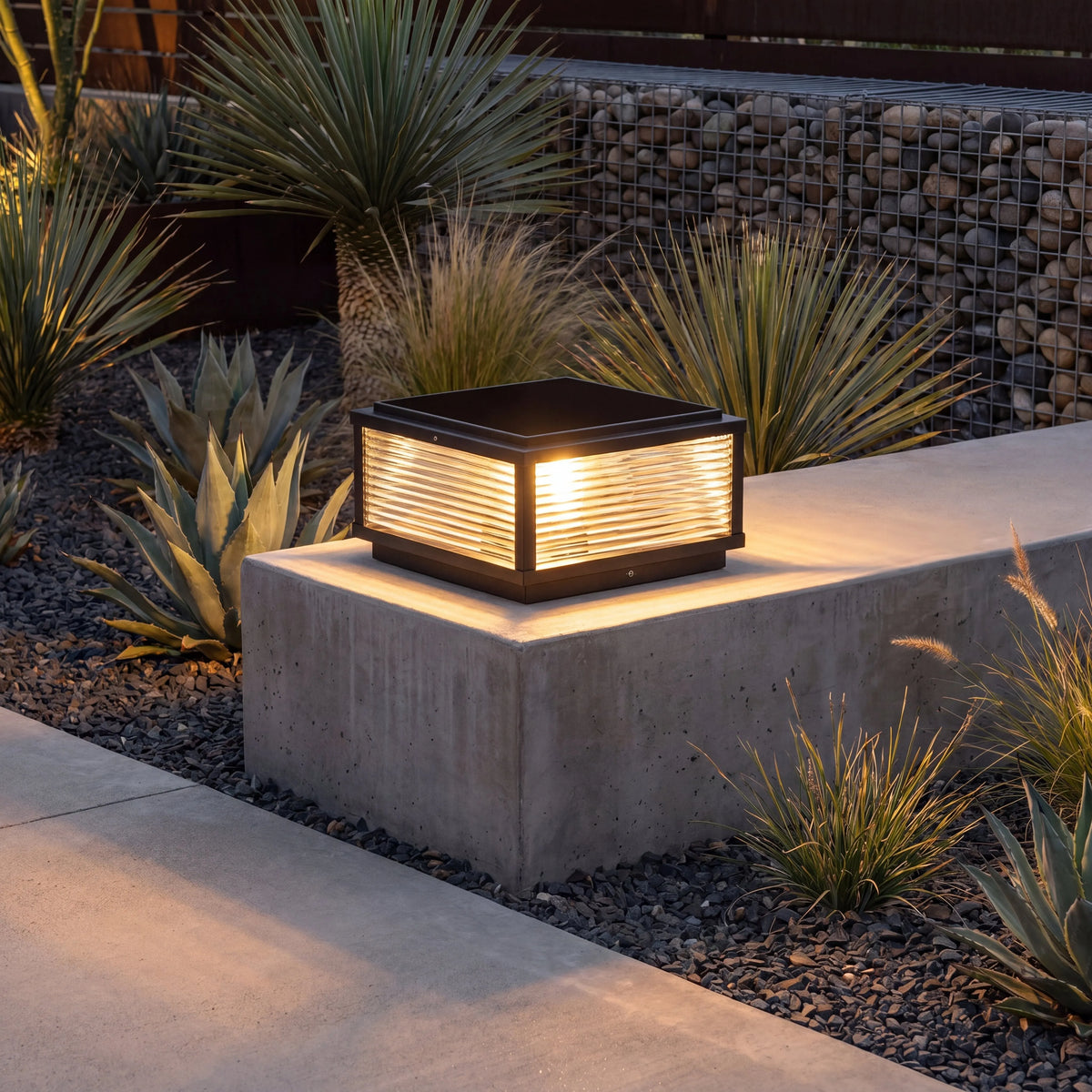 Ribbed Glass Square Pillar Light