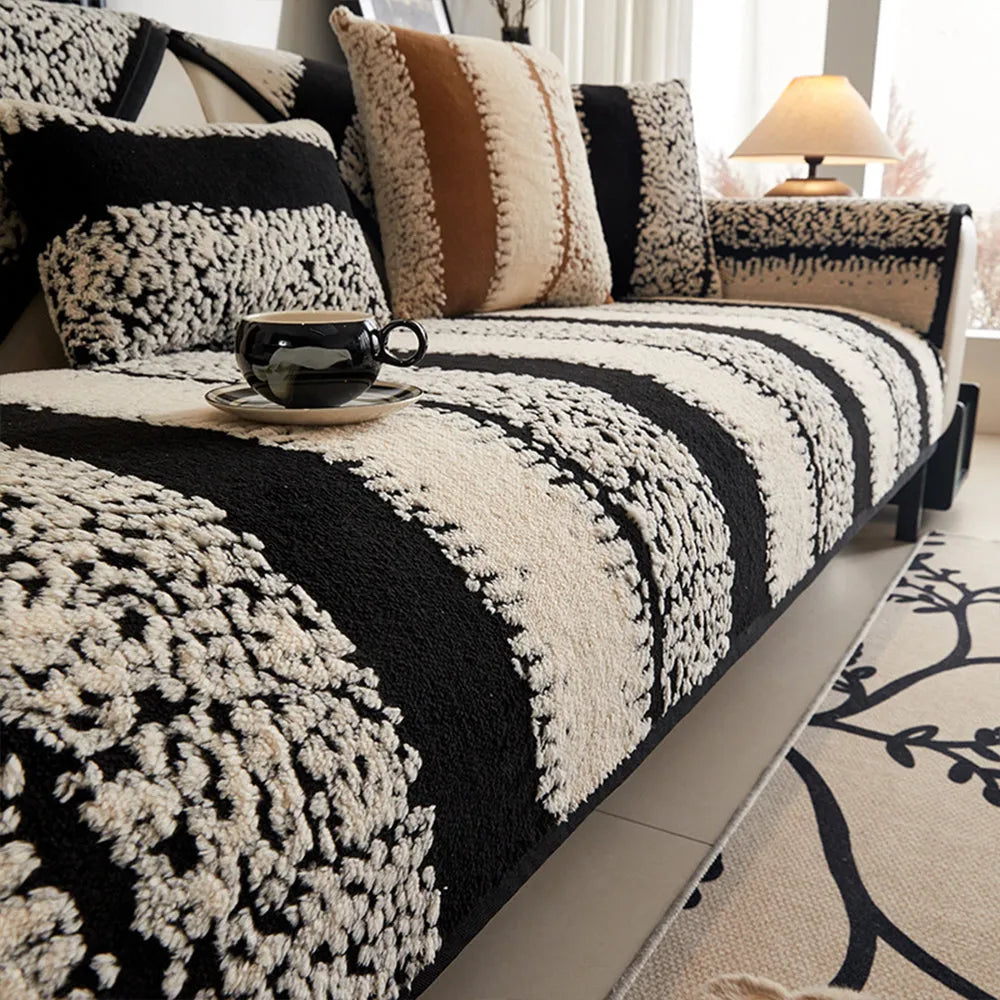 Ridge Stripe Plush Non-Slip Seat Cover